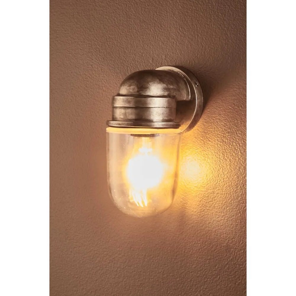 Nautical IP54 Metal Indoor / Outdoor Wall Light, Antique Silver