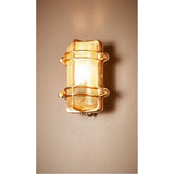 Harley Metal & Glass Bunker Wall Light, Antique Brass