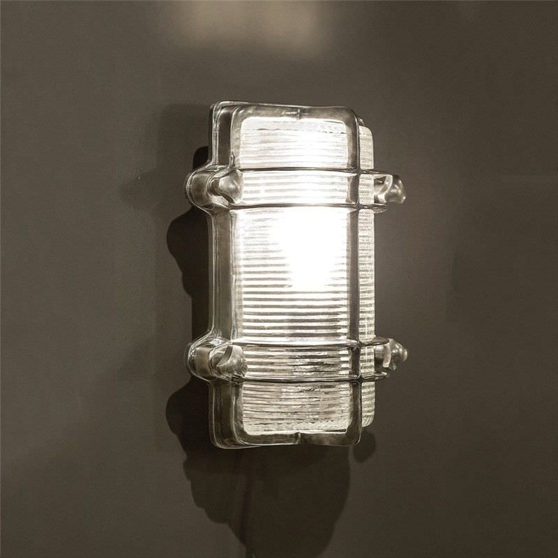 Harley Metal & Glass Bunker Wall Light, Antique Silver