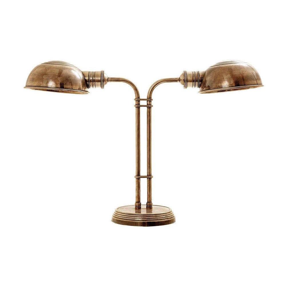 Picardy Metal Double Shade Desk Lamp, Antique Brass