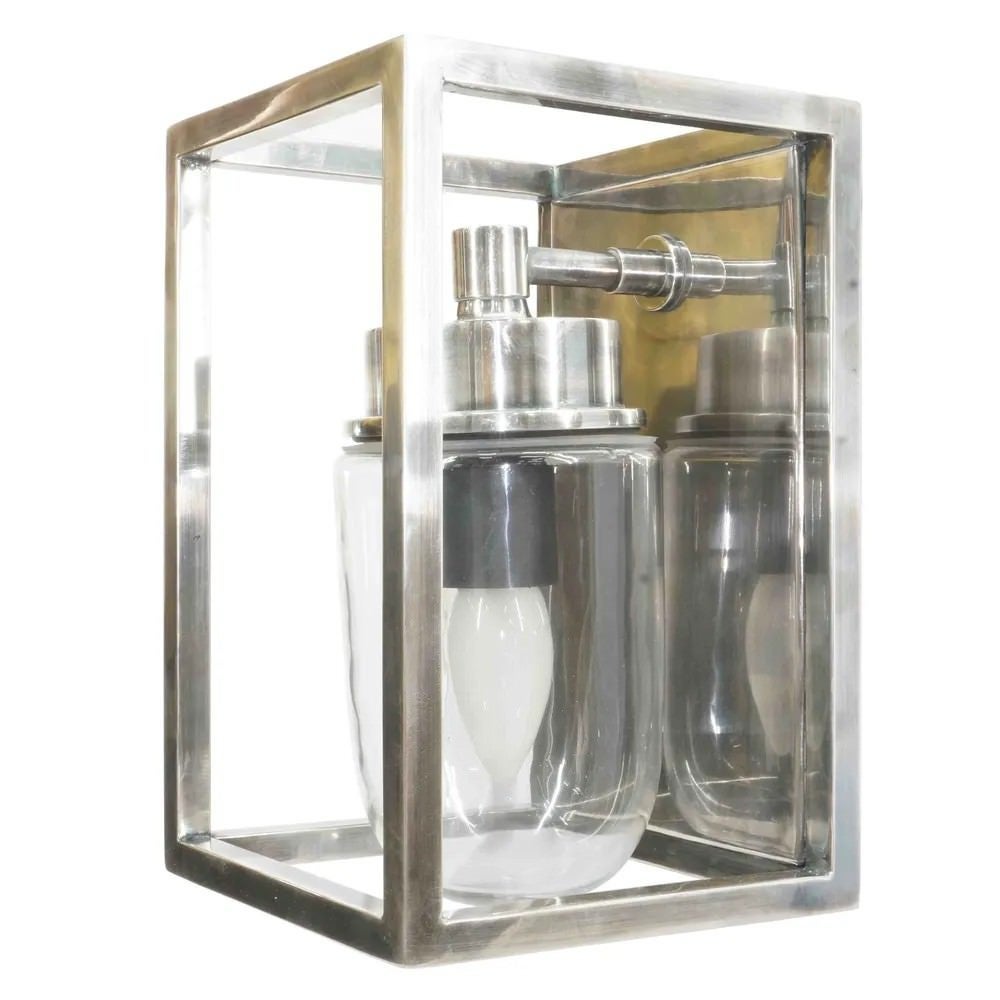 Wellington IP54 Metal Indoor / Outdoor Wall Lantern, Antique Silver