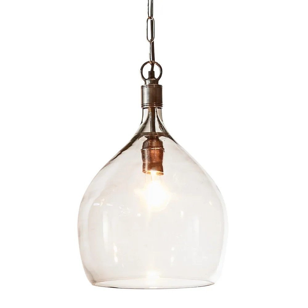 Omega Glass Pendant Light, Antique Silver