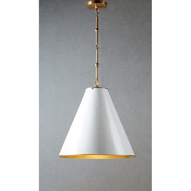 Monte Carlo Metal Pendant Light, Large, White / Brass