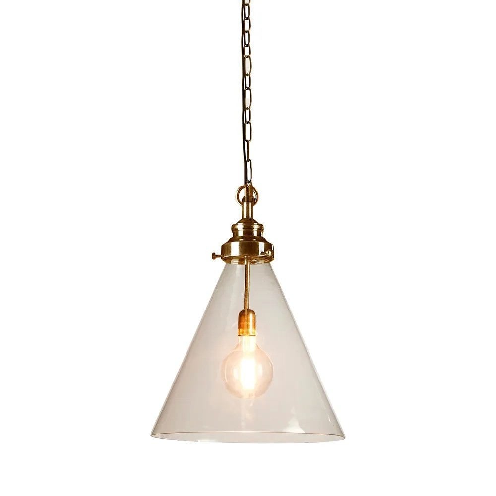 Gadsden Glass Pendant Light, Medium, Antique Brass