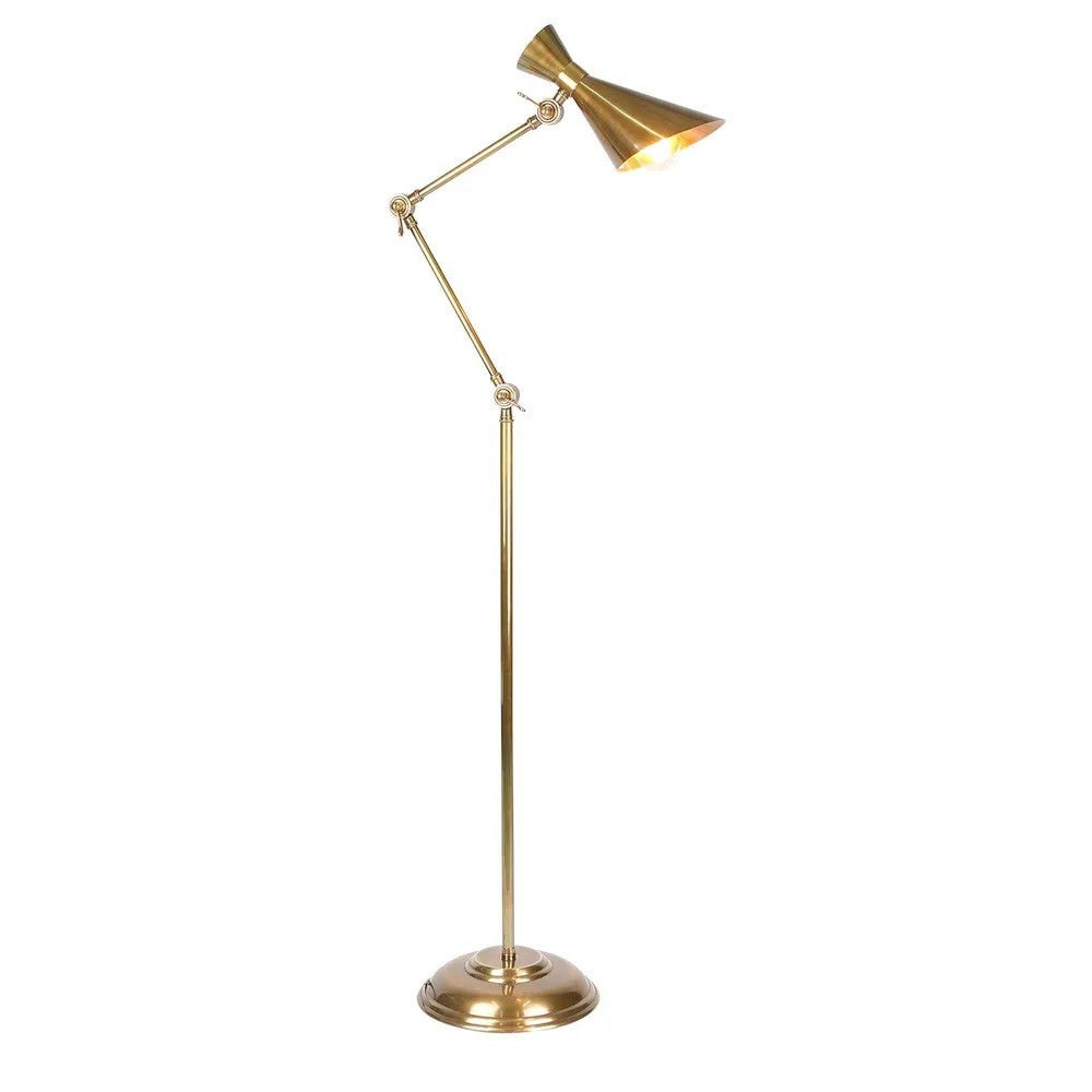 Grasshopper Brass Adjustable Floor Lamp, Antique Brass