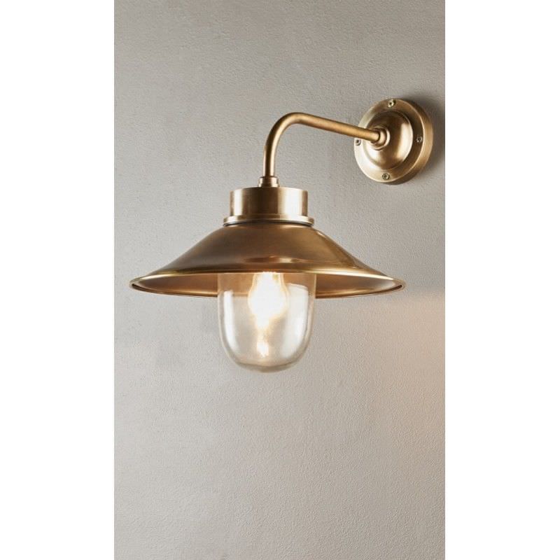 Sandhurst IP54 Retro Outdoor Metal & Glass Wall Light, Antique Brass