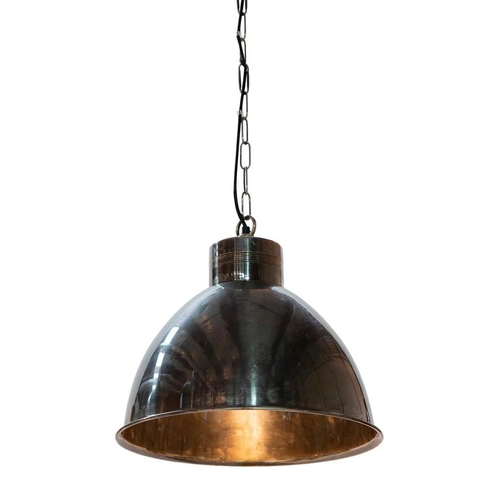 Montana Metal Dome Pendant Light, Antique Silver