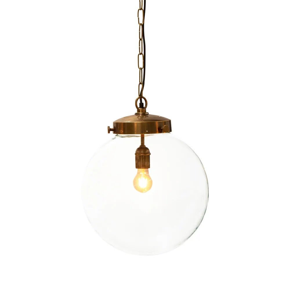 Celeste Glass Ball Pendant Light, Large, Antique Brass