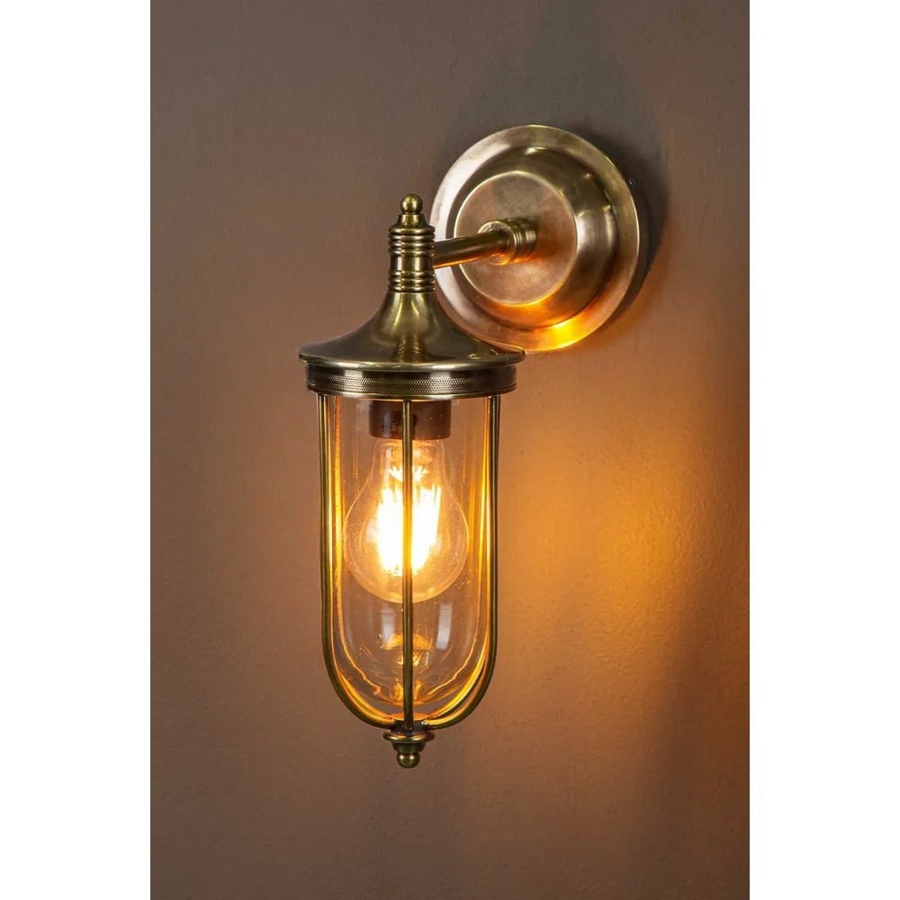 Noosa Metal Outdoor Wall Light, Antique Brass