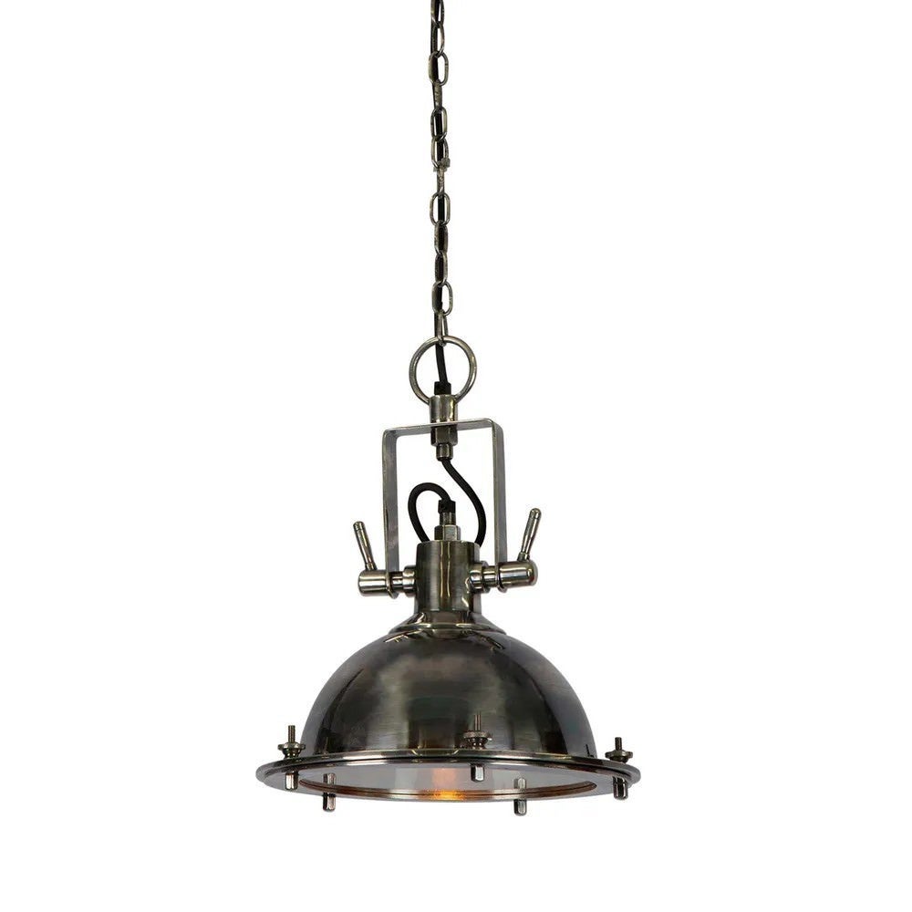 Bedford Metal Pendant Light, Antique Silver