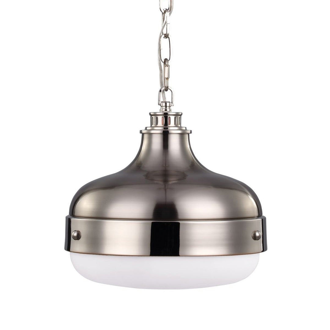Cadence Metal & Glass Pendant Light, Large, Polished Nickel