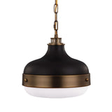 Cadence Metal & Glass Pendant Light, Large, Antique Brass / Matt Black