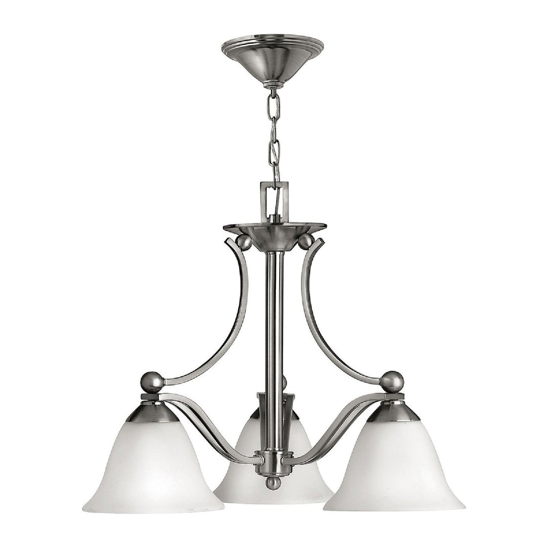 Bolla Glass & Metal Chandelier, 3 Light