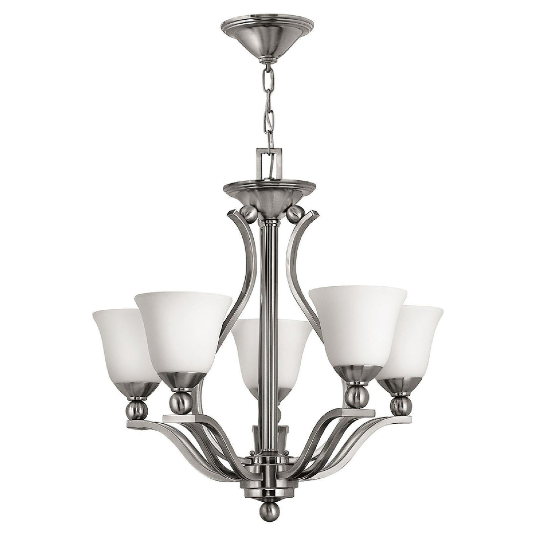 Bolla Glass & Metal Chandelier, 5 Light