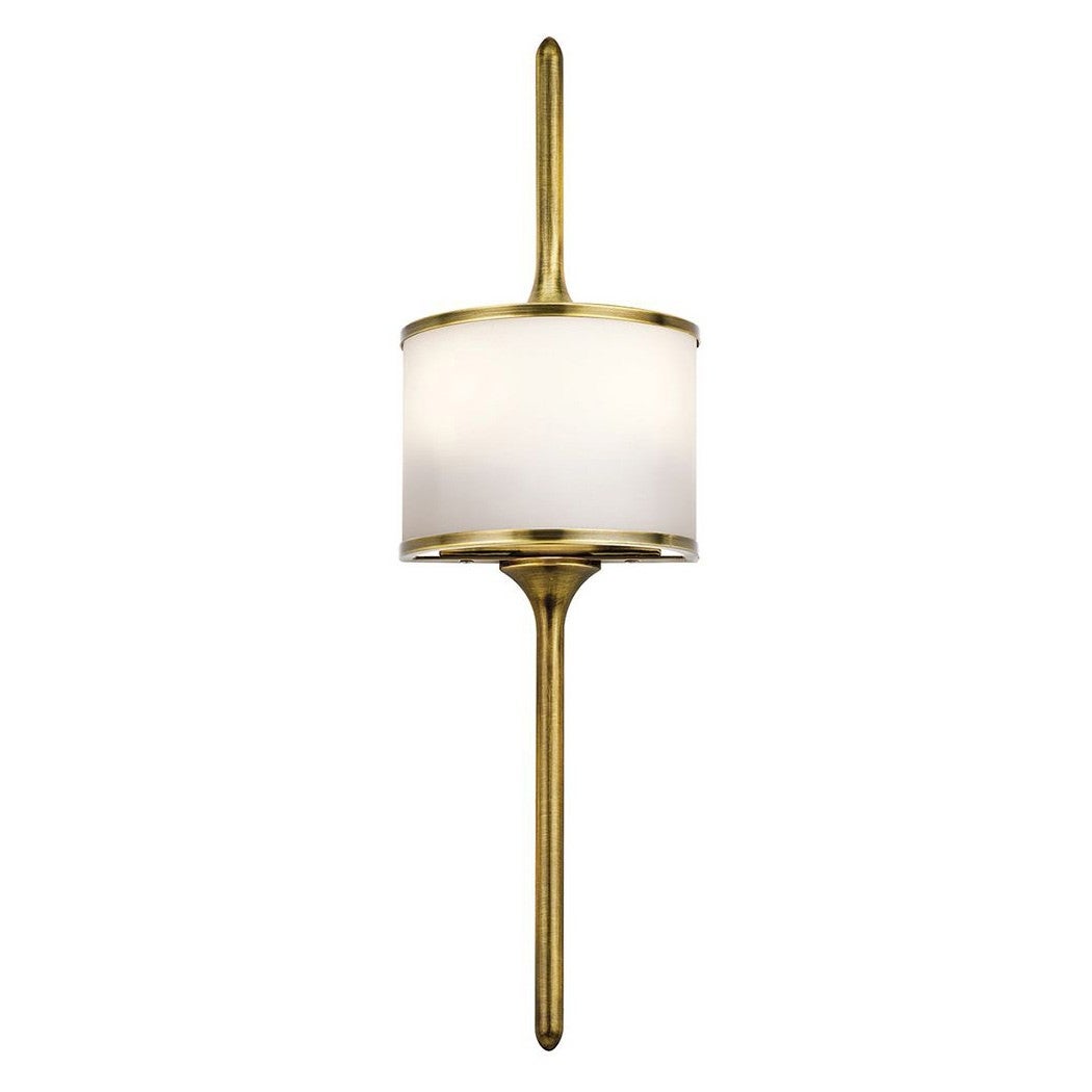 Mona IP44 Metal & Glass Wall Light, Small, Natural Brass
