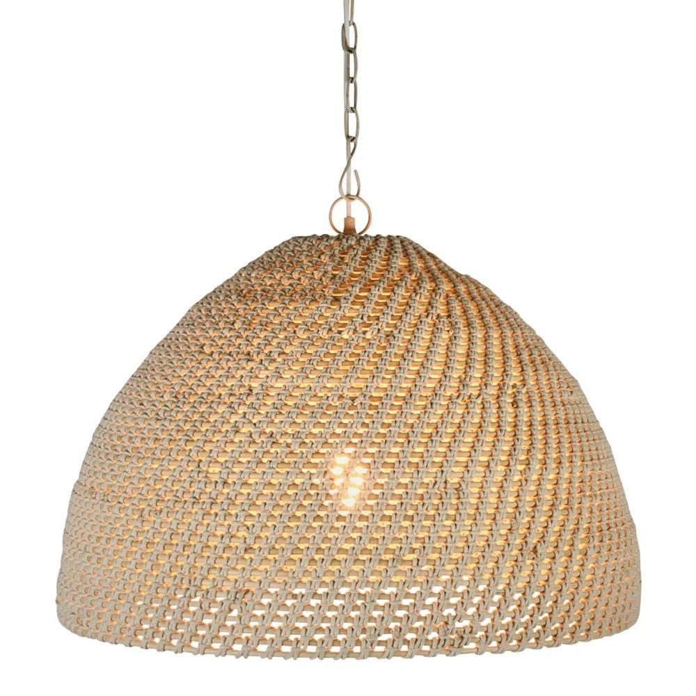 Andora Bleached Rope & Rattan Pendant Light, Large
