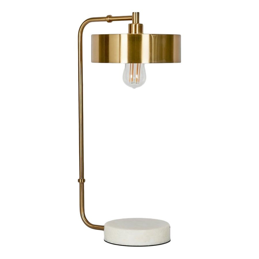 Atlas Brass & Marble Table Lamp, Antique Brass