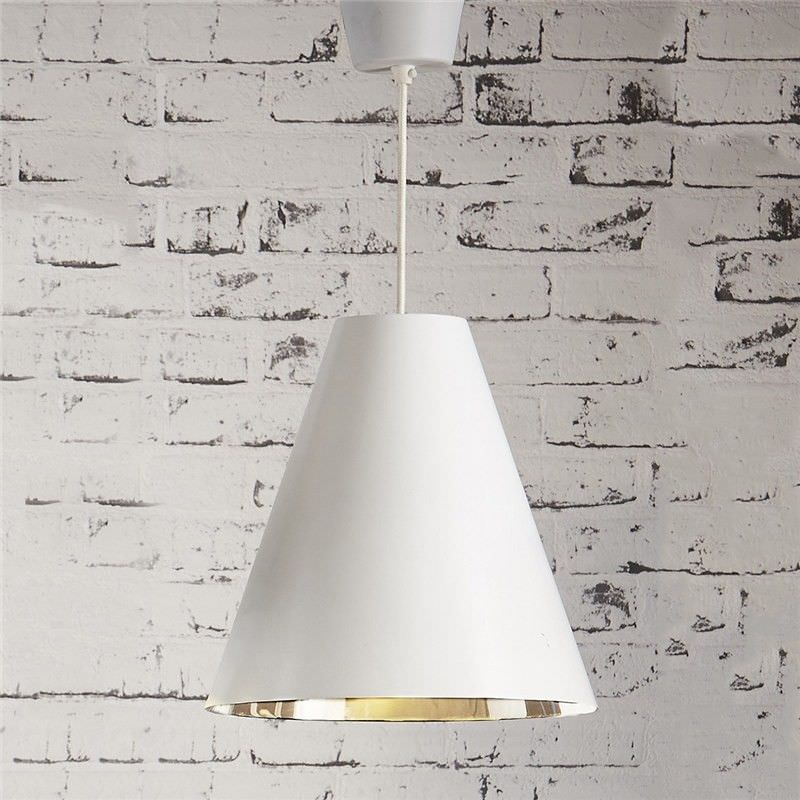 Conrad Metal Pendant Light, White/Silver