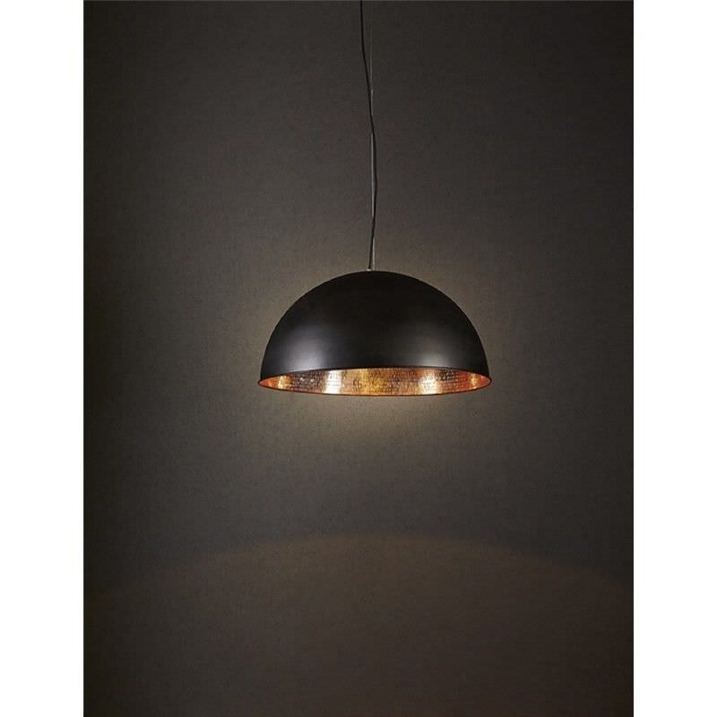 Alfresco Metal Dome Pendant Light, Black / Copper