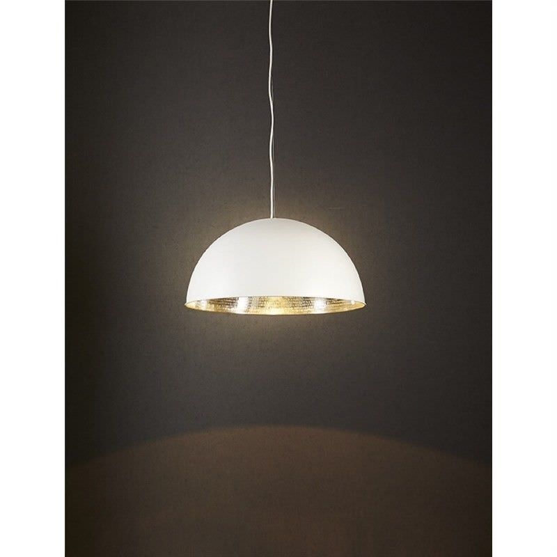 Alfresco Metal Dome Pendant Light, White / Silver
