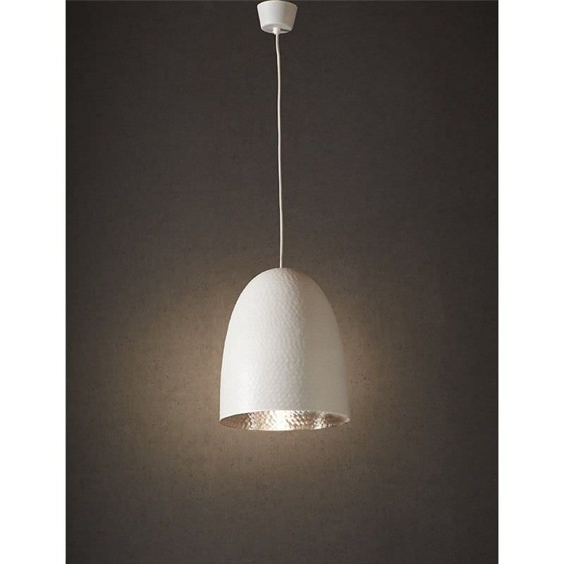 Dolce Hammered Metal Pendant Light, White / Silver