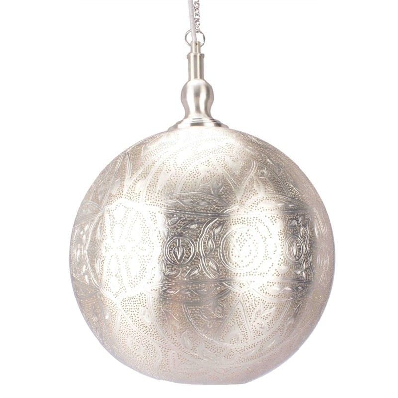 Moroccan Perforated Metal Ball Pendant Light - Large