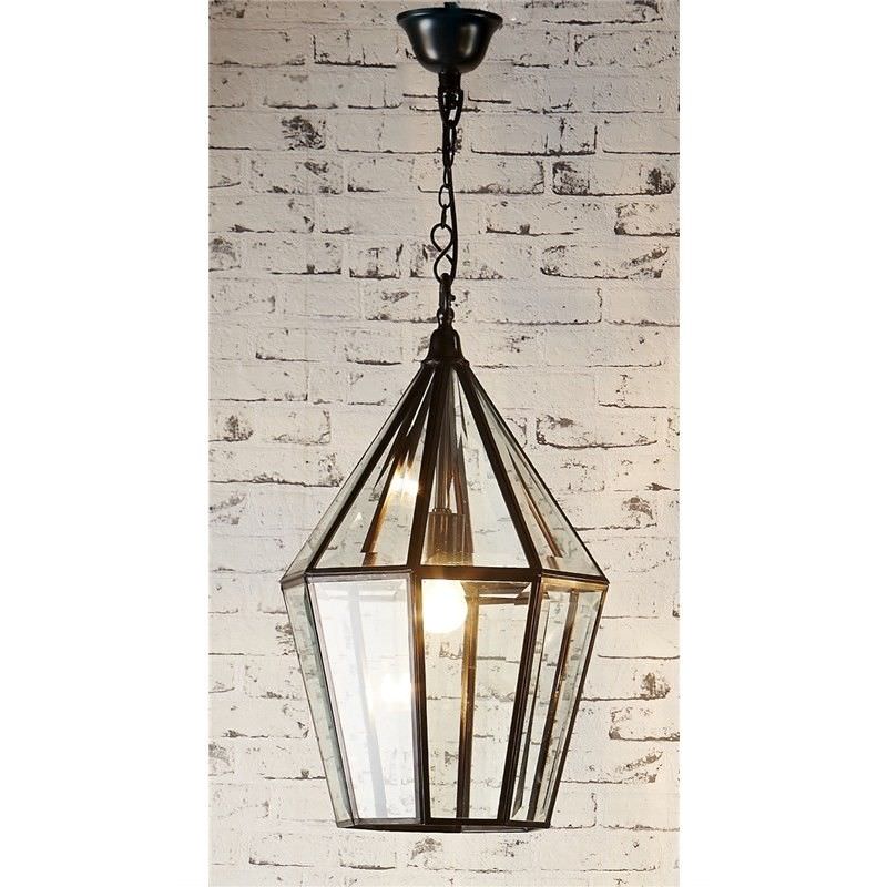 Belmont Metal and Glass Pendant Lantern - Bronze