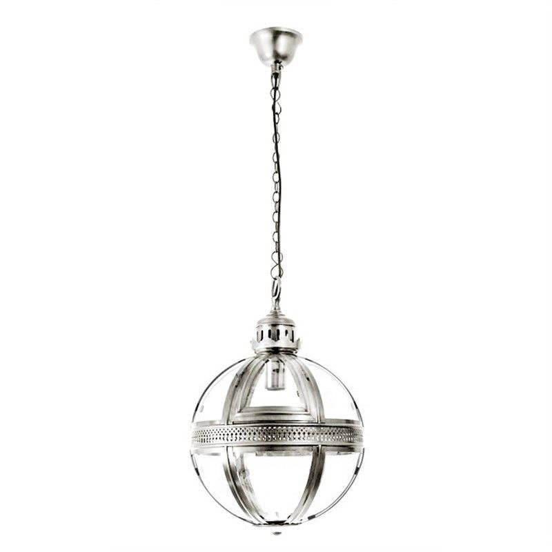 Saxon Metal & Glass Globe Pendant Light, Small, Nickel