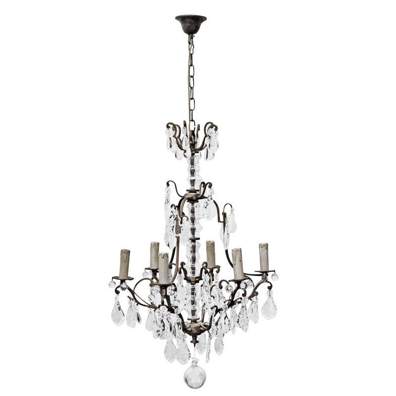 Roche Cast Iron & Crystal Baroque Chandelier