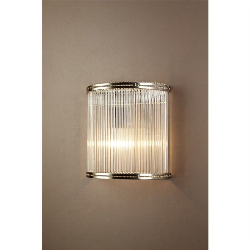 Verre Half Round Glass Wall Light, Silver / Clear