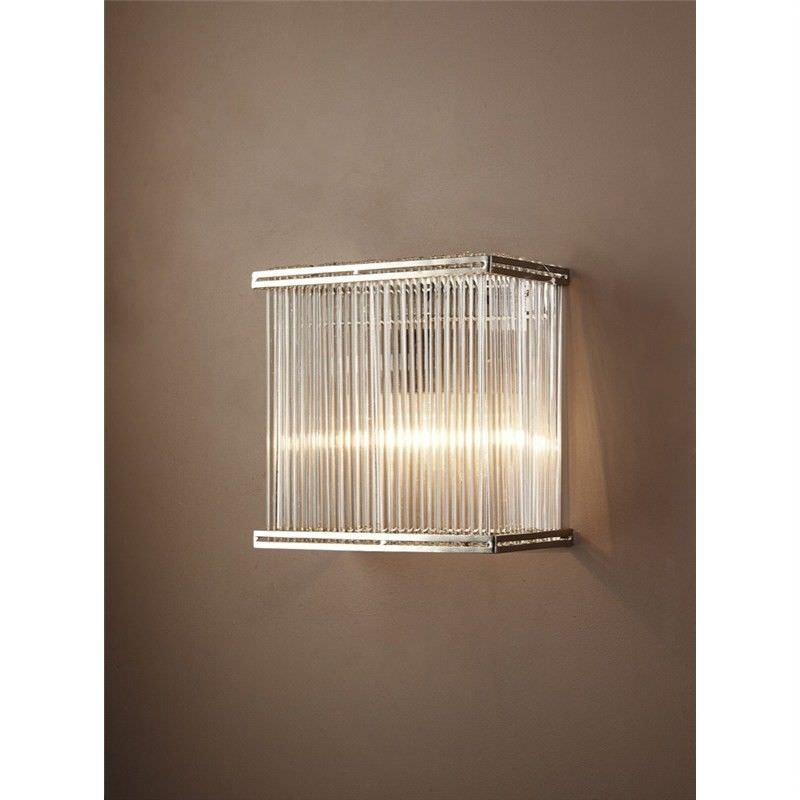 Verre Rectangular Glass Wall Light, Silver / Clear