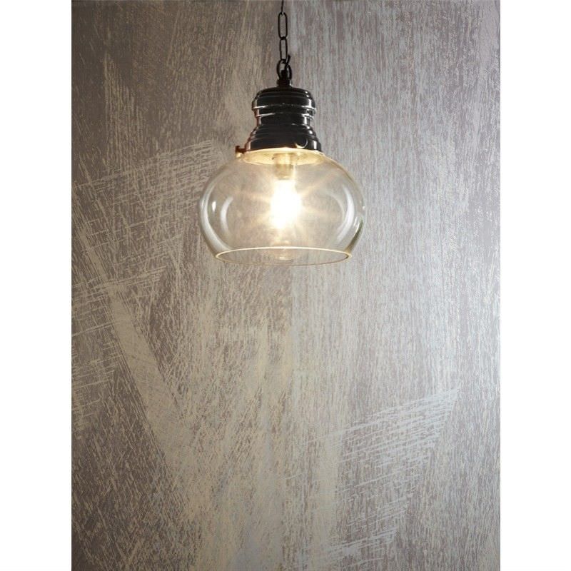 Paddington Glass Pendant Light, Small, Antique Silver