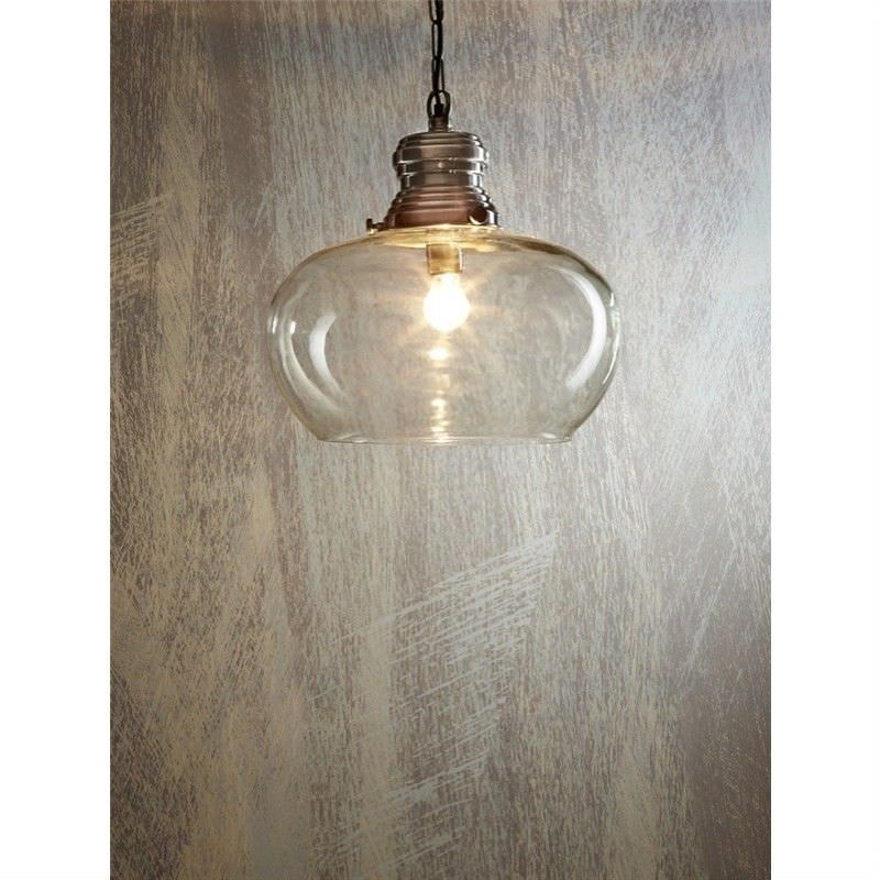 Paddington Glass Pendant Light, Large, Antique Silver