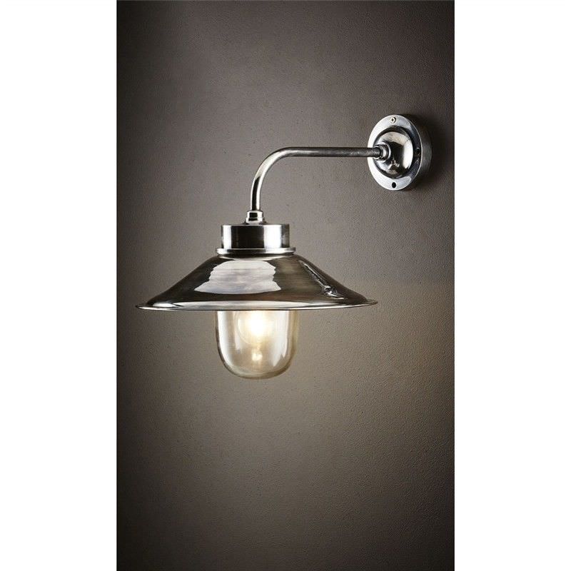 Sandhurst IP54 Retro Outdoor Metal & Glass Wall Light, Antique Silver