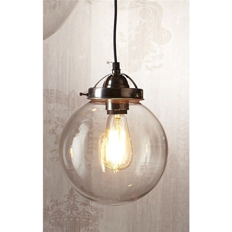 Celeste Glass Ball Pendant Light, Small, Antique Silver