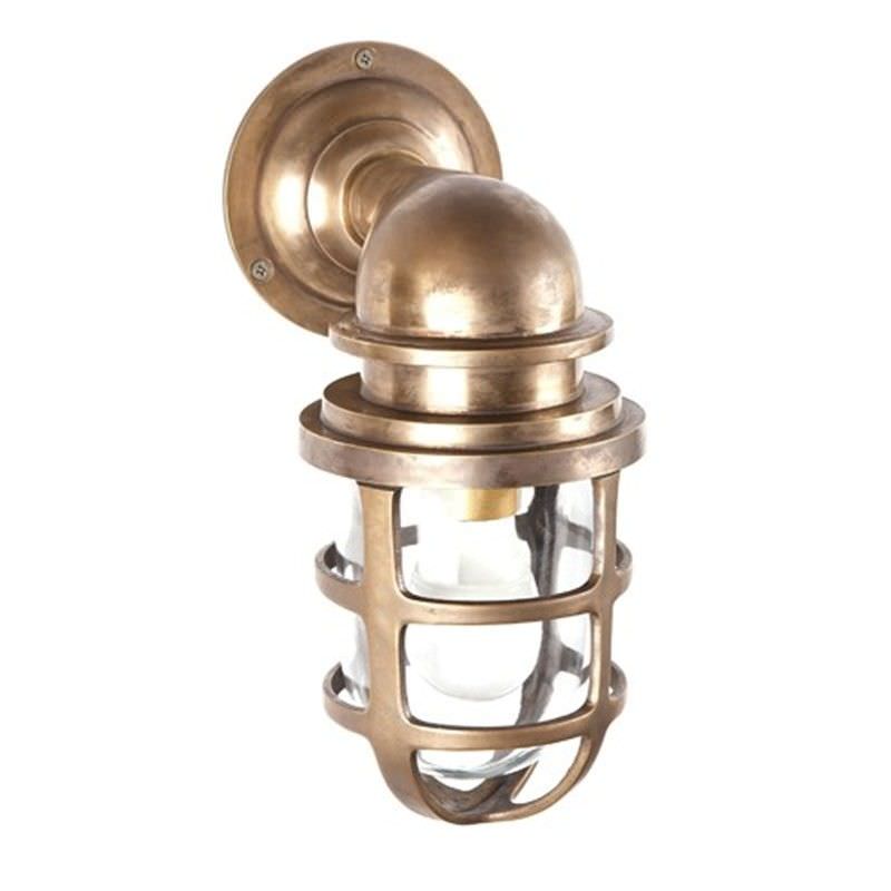 Porto Metal Bunker Wall Lantern - Antique Brass