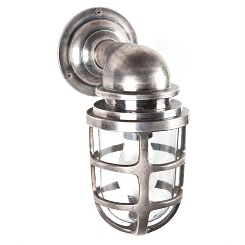 Porto Metal Bunker Wall Lantern - Antique Silver