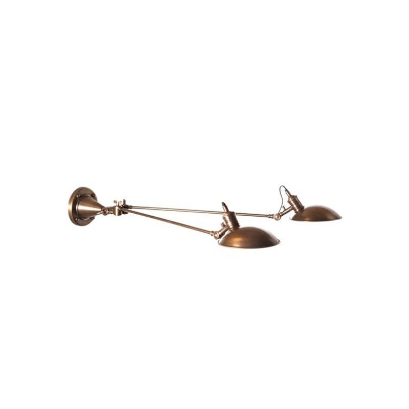 Remington Metal Double Arm Wall Light - Antique Brass