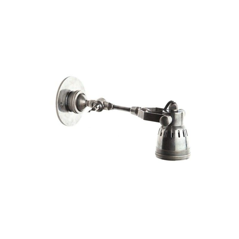 Seattle Metal Long Arm Wall Light, Antique Silver
