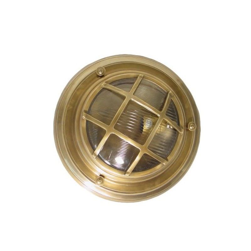 Jervis Porthole Metal Bunker Wall Light, Antique Brass