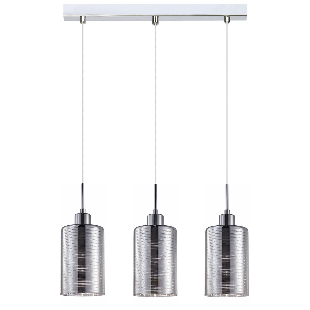 Espejo Glass Bar Pendant Light, 3 Light, Line Effect, Chrome