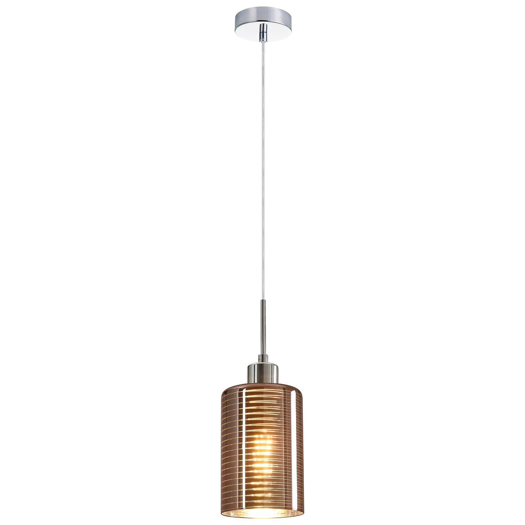 Espejo Glass Pendant Light, Line Effect, Rose Gold