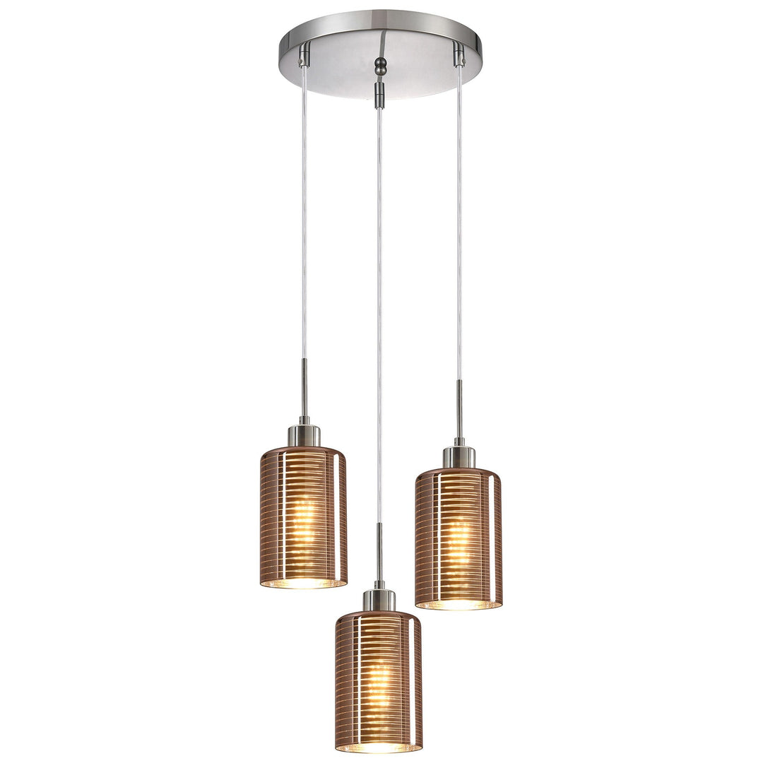 Espejo Glass Cluster Pendant Light, 3 Light, Line Effect, Rose Gold