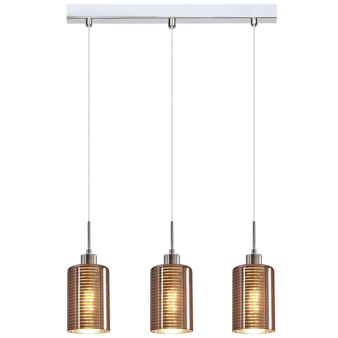 Espejo Glass Bar Pendant Light, 3 Light, Line Effect, Rose Gold