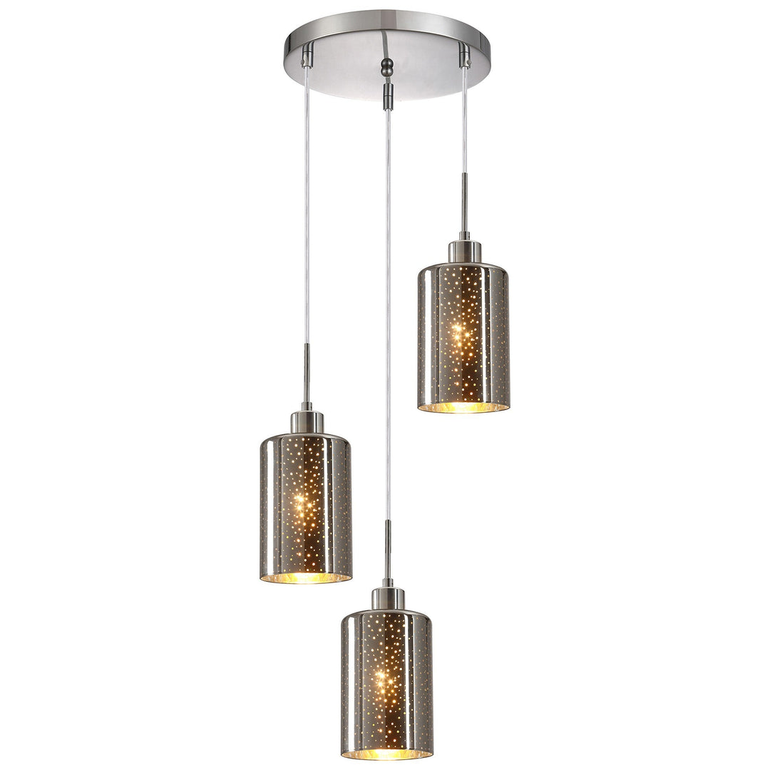 Espejo Glass Cluster Pendant Light, 3 Light, Dotted Effect, Chrome