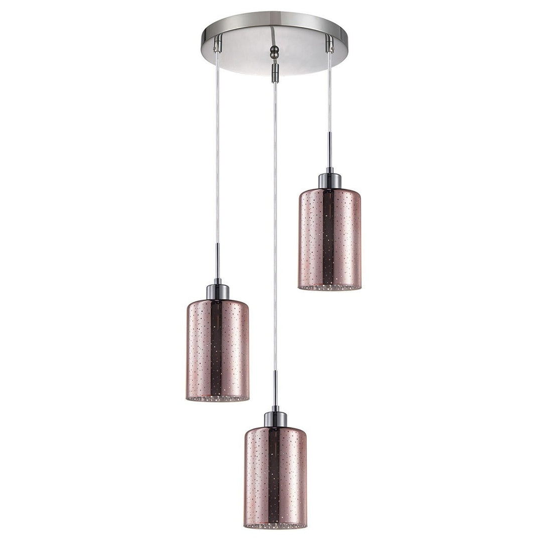 Espejo Glass Cluster Pendant Light, 3 Light, Dotted Effect, Rose Gold