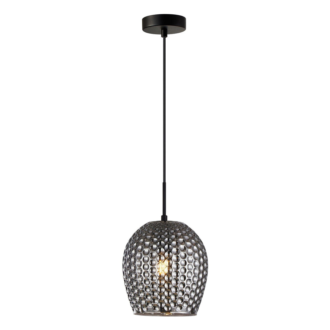 Fossetta Glass & Iron Pendant Light, Smoke