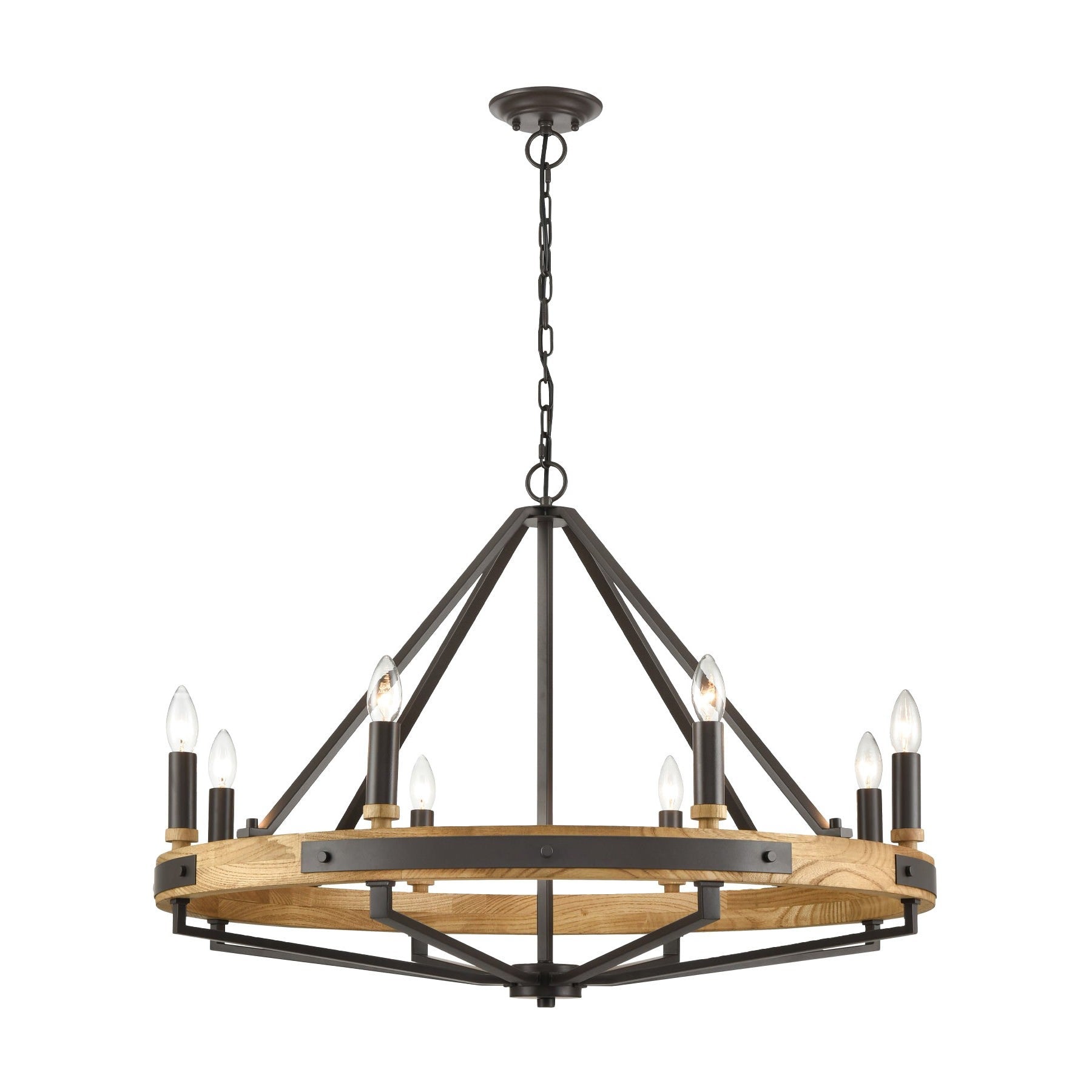 CLA Funale Wood & Iron Candelabra Pendant Light