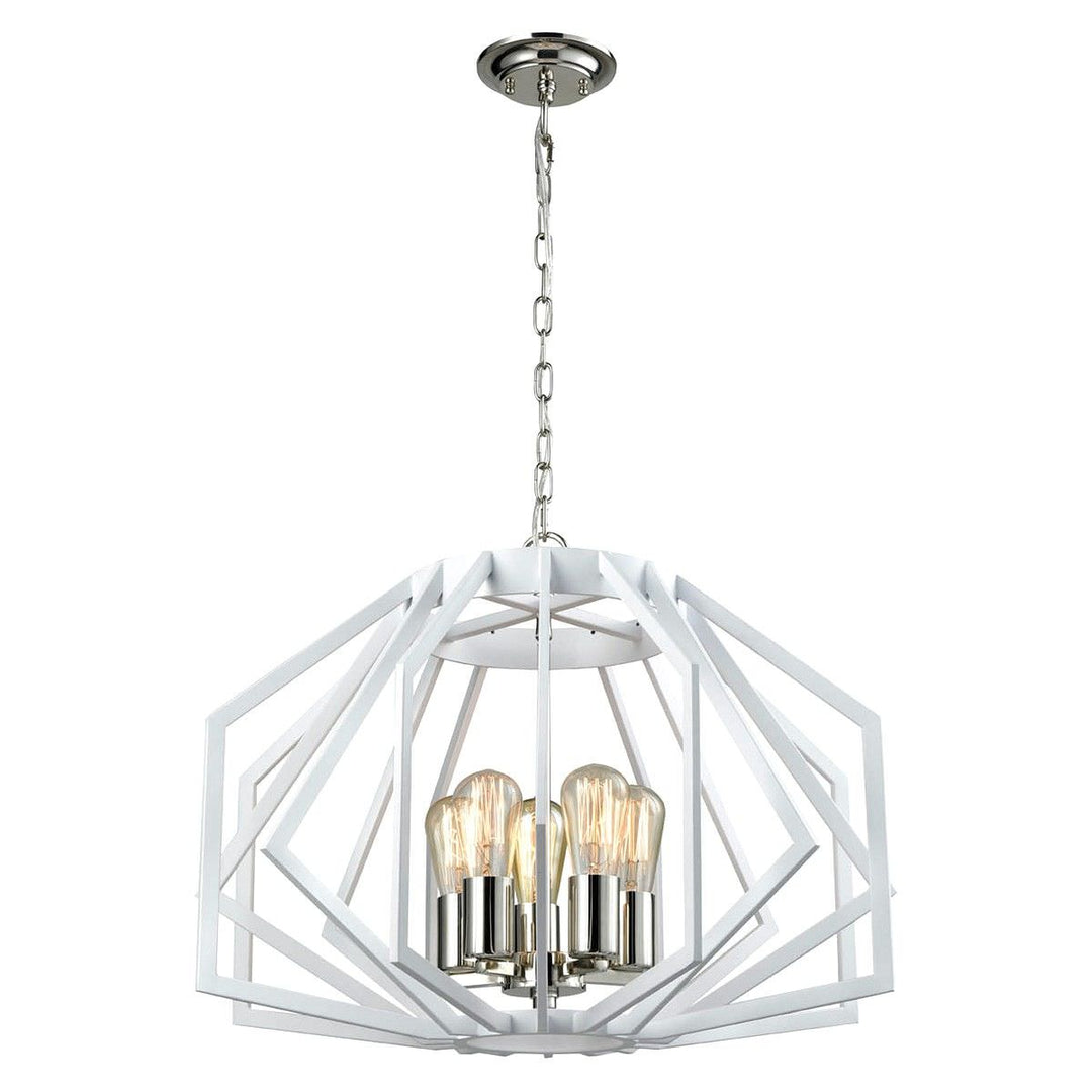 Gamba Metal Frame Pendant Light, Wide, White
