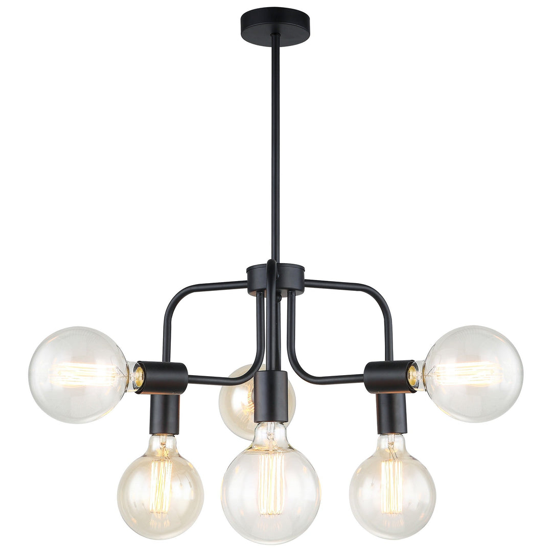 Hexa Iron Pendant Light, 6 Light, Matt Black